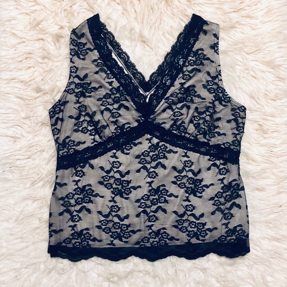 Worthington Tops - Black Lace Sleeveless Top